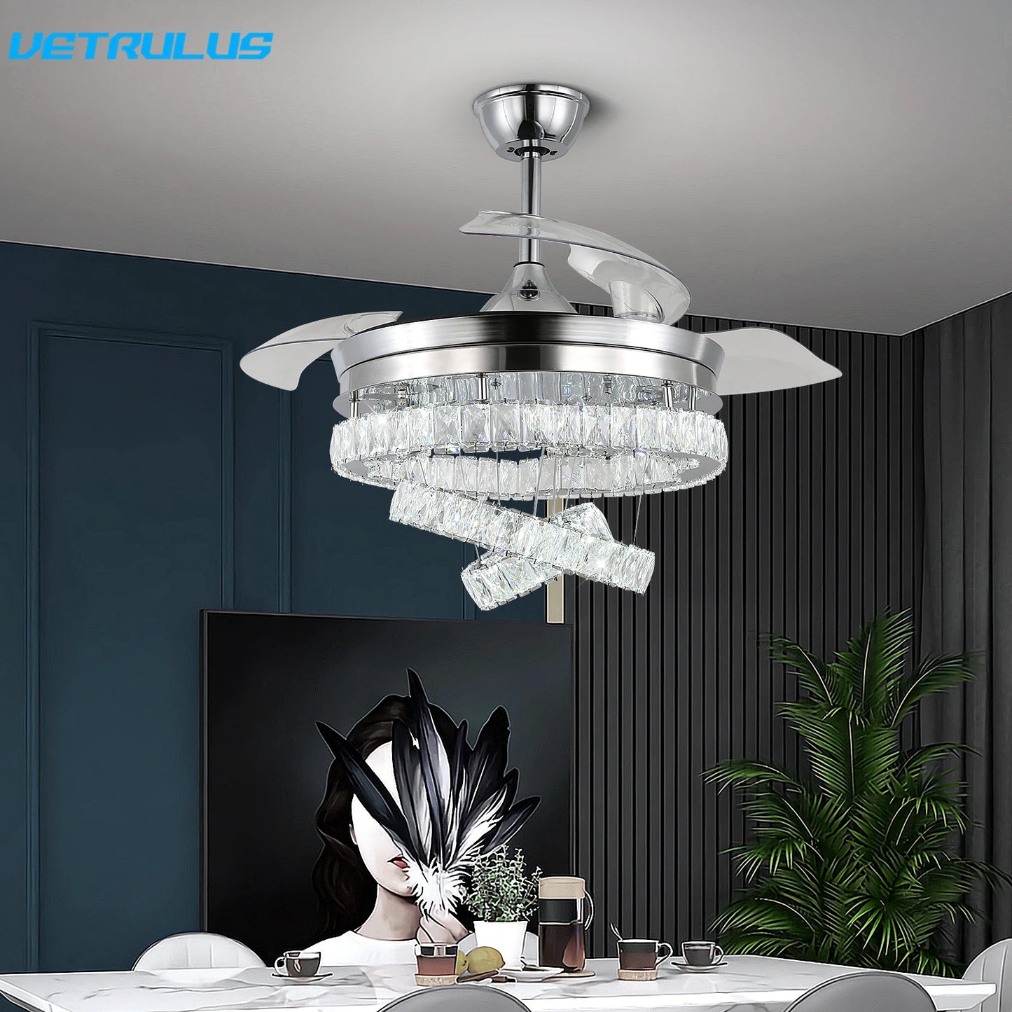 VETRULUS Modern Ceiling Fan With Remote Light