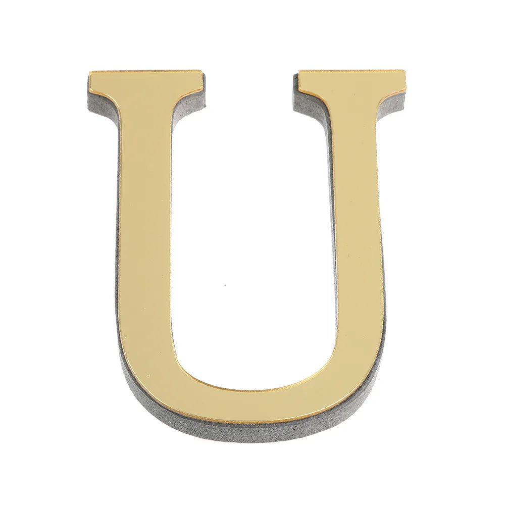 Alphabet 26 Letters 3D Mirror Acrylic Gold Wall Sticker
