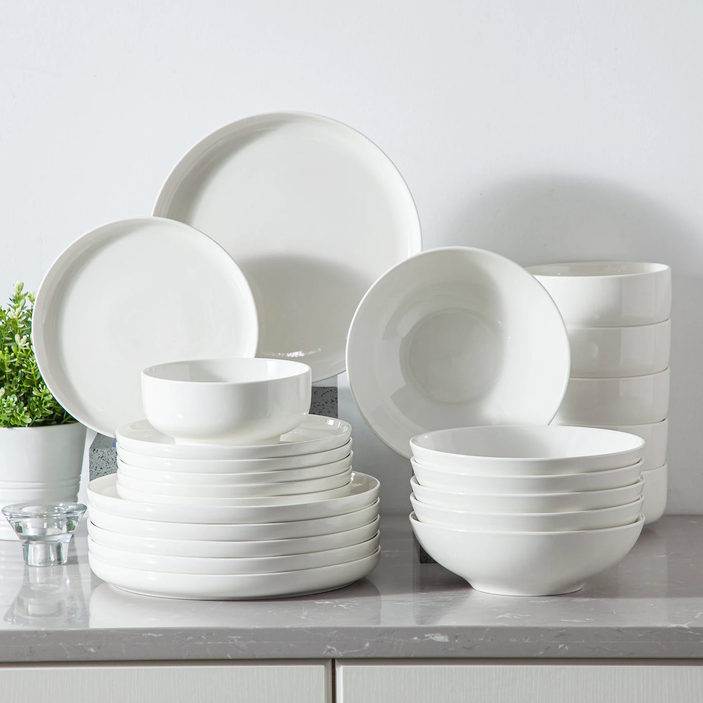 MALACASA Porcelain Dinnerware Set Rimmed Edge