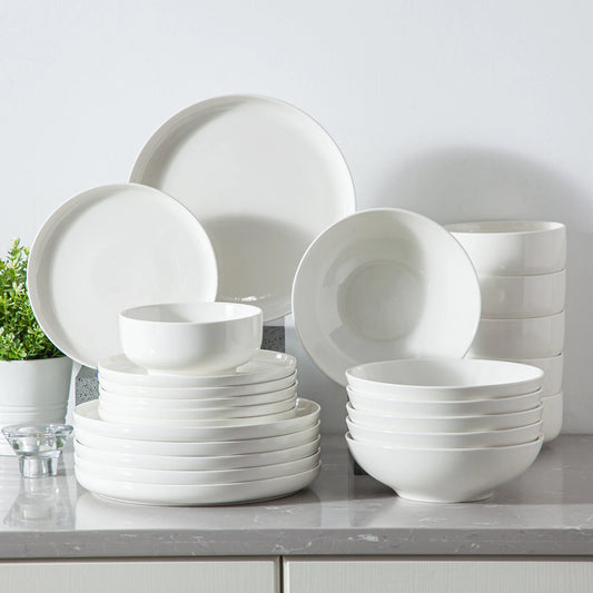MALACASA Porcelain Dinnerware Set Rimmed Edge