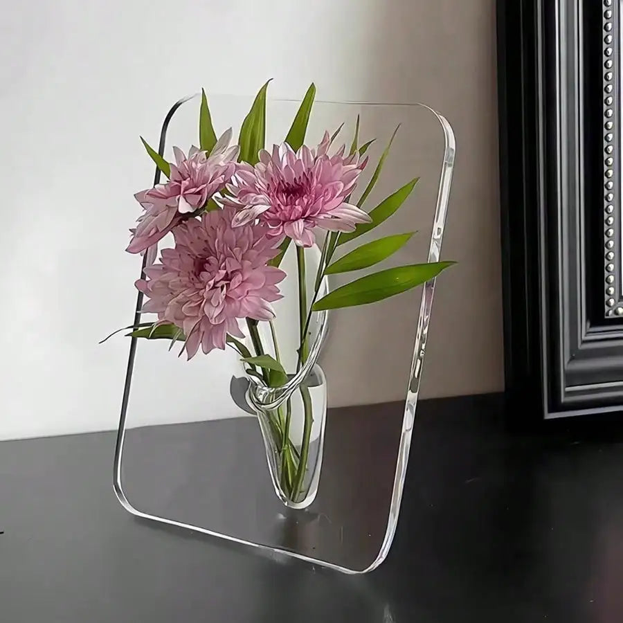 Clear Acrylic Frame Flower Vase Modern Home Decor