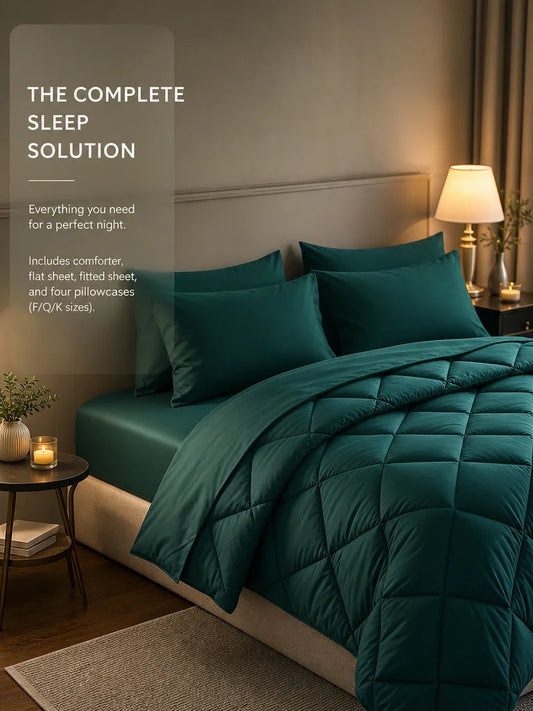 EasYum 7 Piece Bedding Set Quilted Sheets Pillowcases