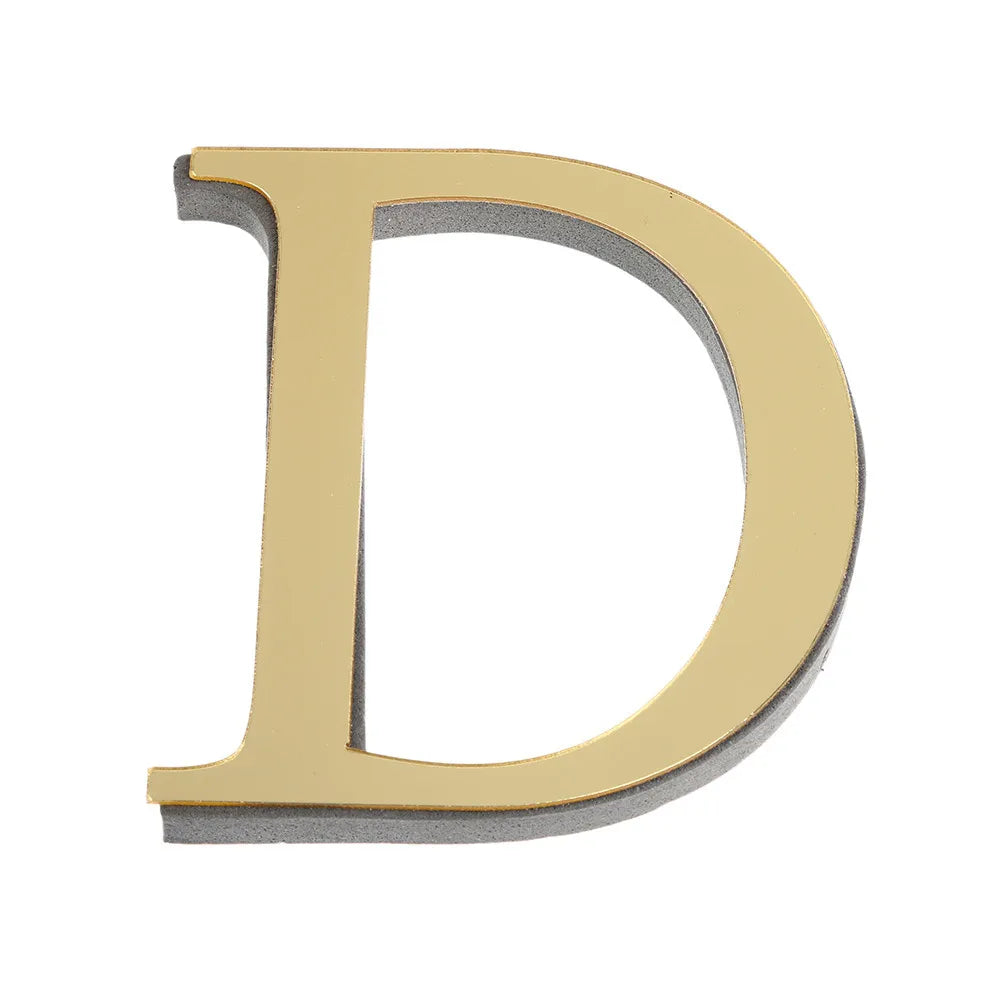 Alphabet 26 Letters 3D Mirror Acrylic Gold Wall Sticker