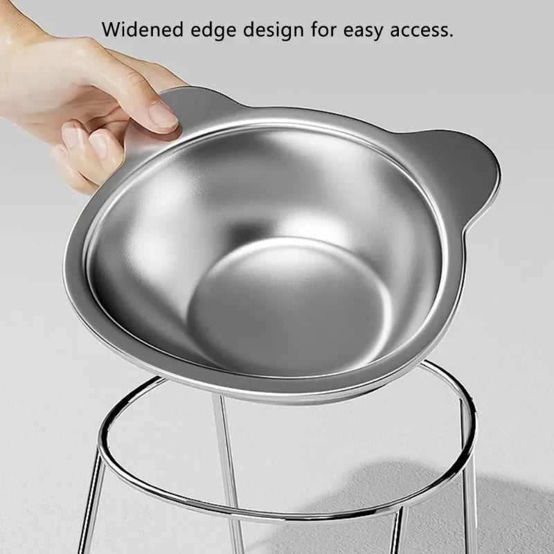 304 Stainless Steel Raised Cat Bowl With Tilted Neck Guard