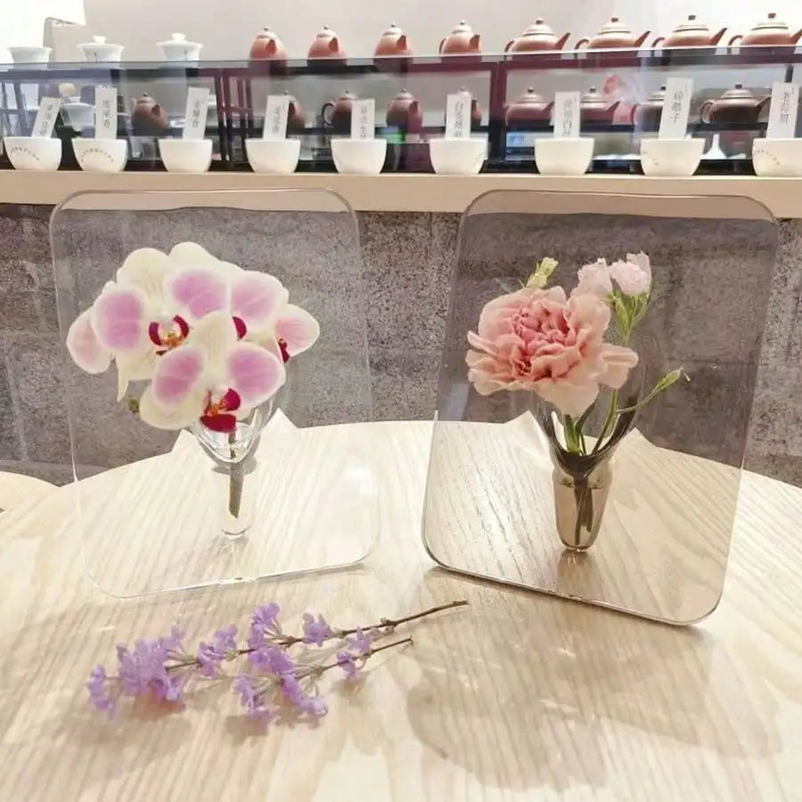 Clear Acrylic Frame Flower Vase Modern Home Decor