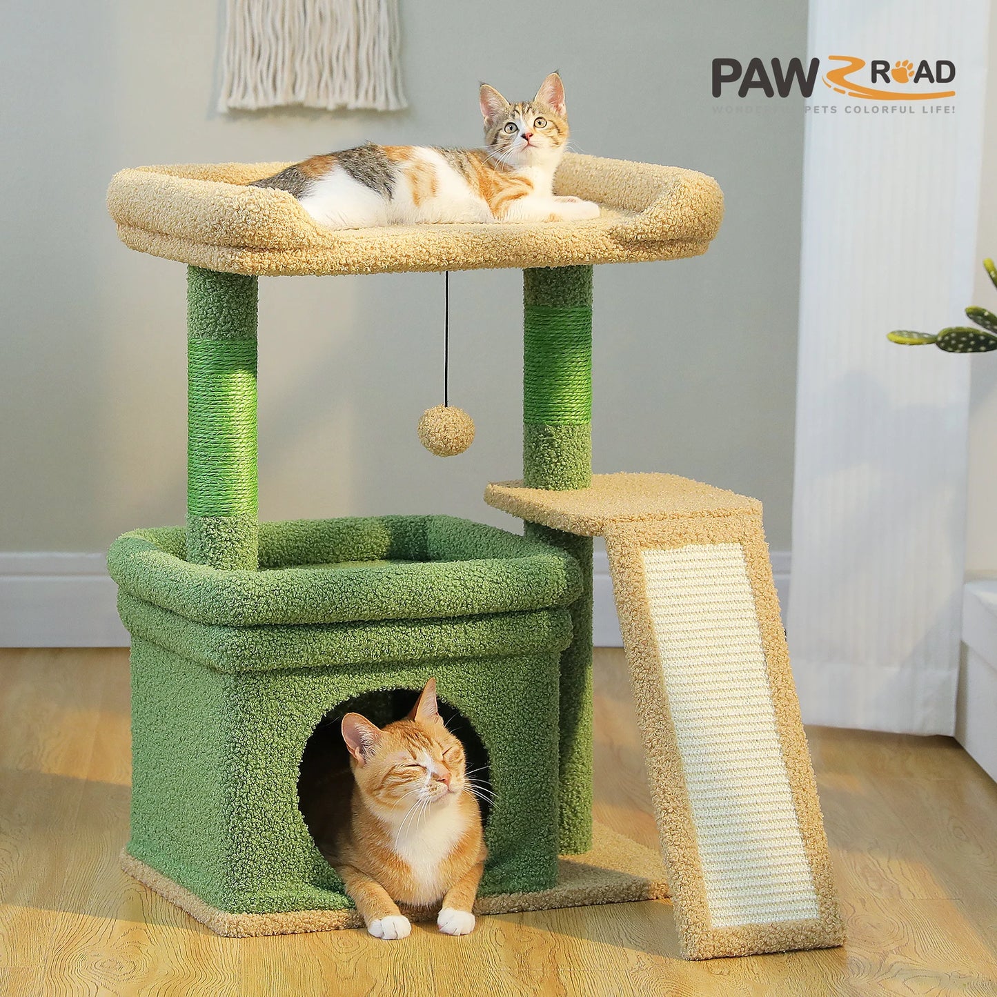 PAWZ Road Small Cat Tree Tower With Sisal Scratching Post