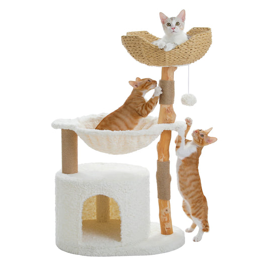 PAWZ Road Modern Cat Tree Tower With Wood Scratching Posts