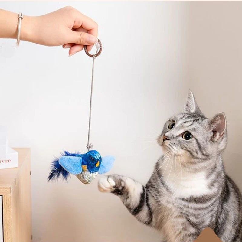 Interactive Cat Toy Flapping Bird Plush With Realistic Chirp