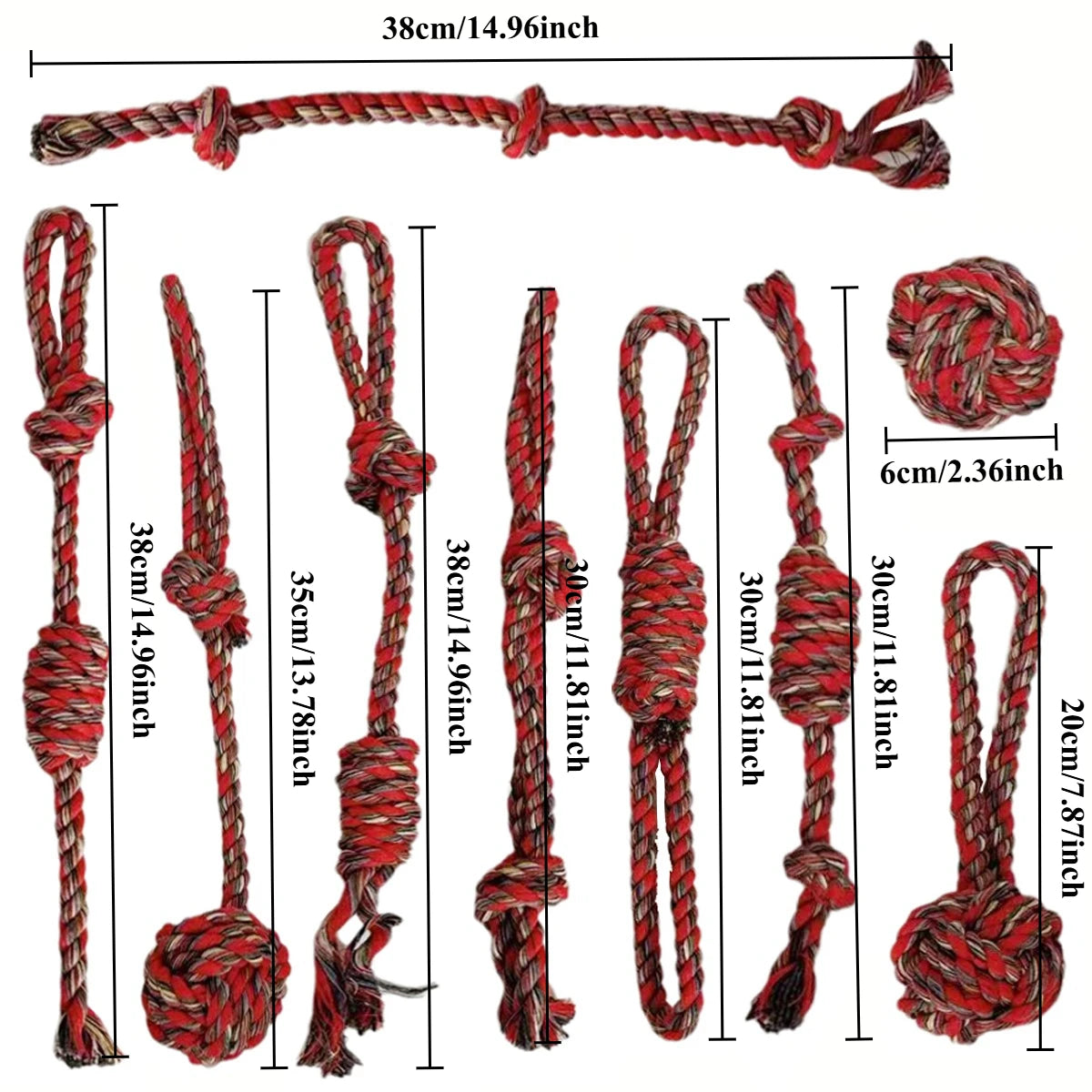 Heavy Duty Dog Rope Toy Set With Braided Knots