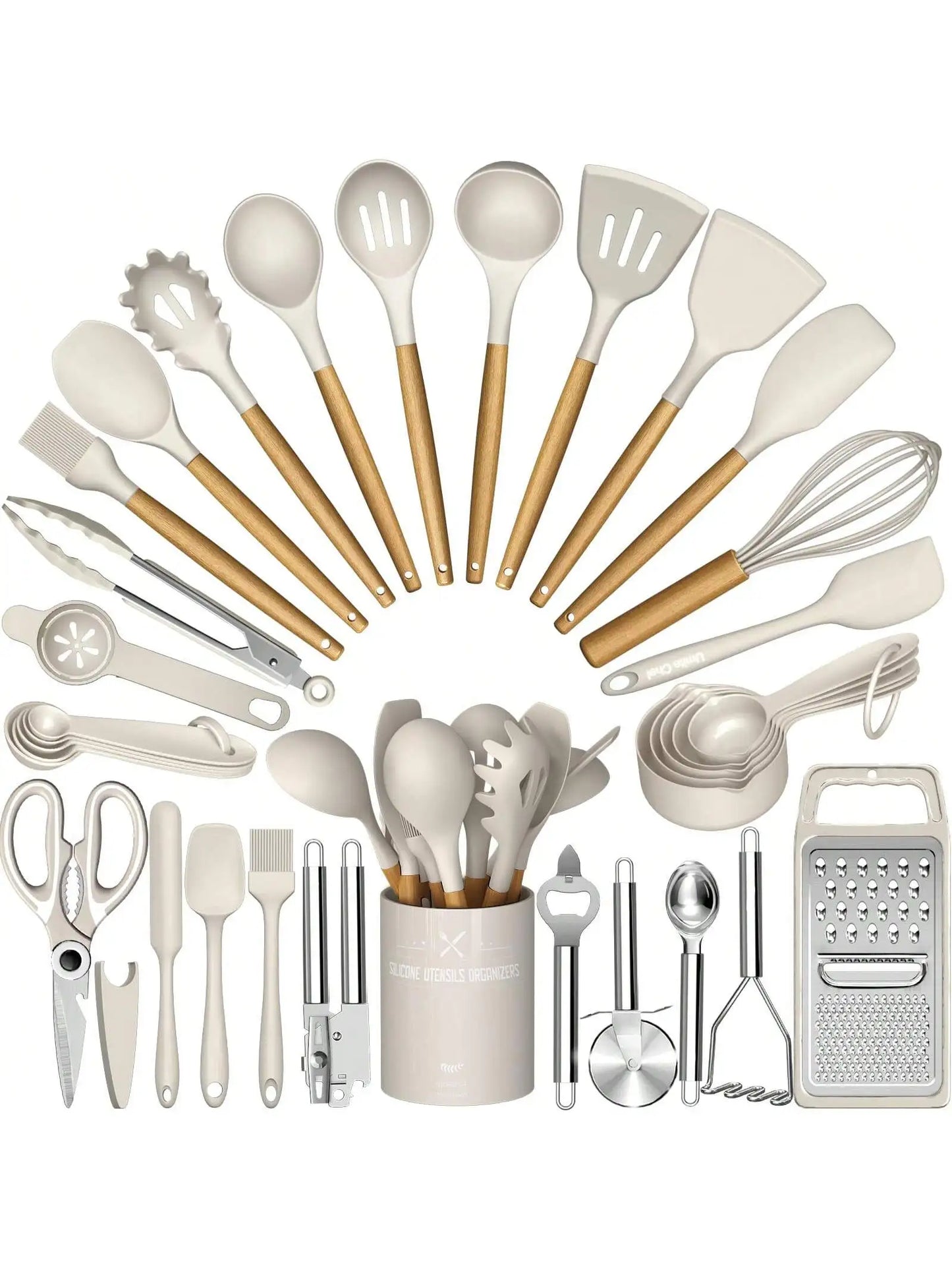 Silicone Utensil Set With Holder For Cookware
