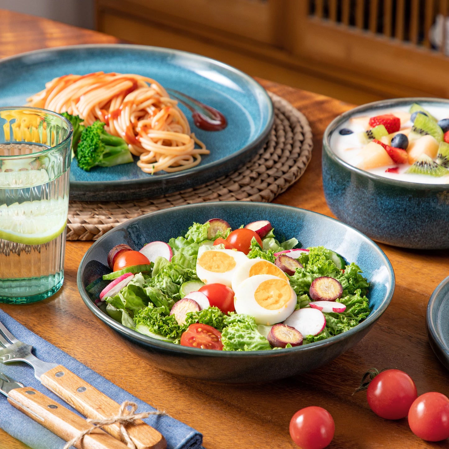 MALACASA Reactive Glaze Ceramic Dinnerware Set