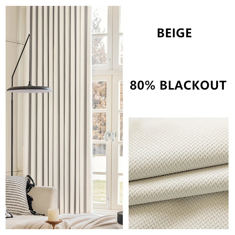 Custom Thickened Blackout Jacquard Curtains for Living Rooms