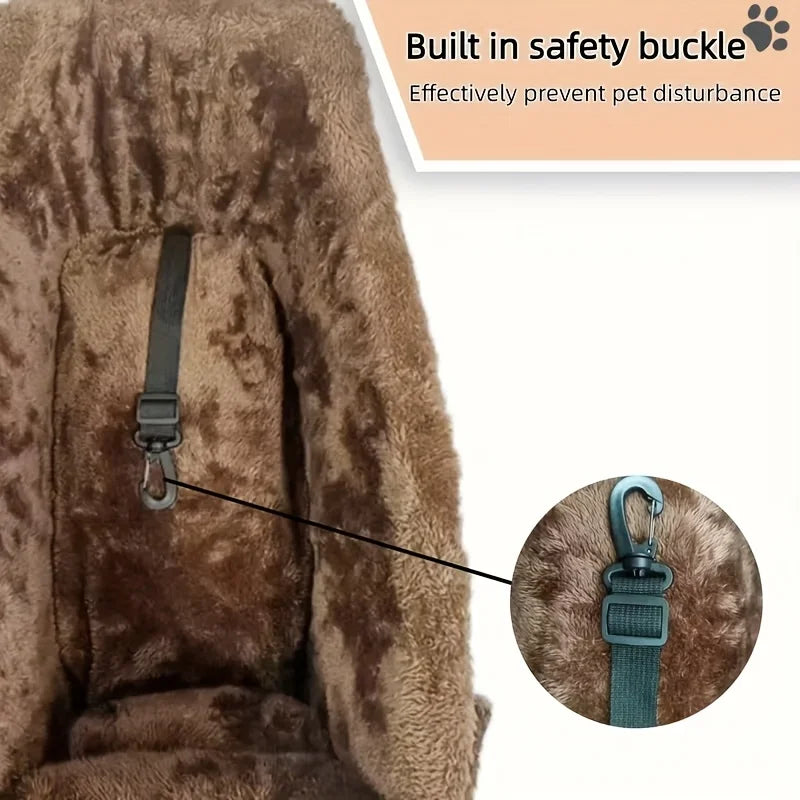 Fabric Dog Car Seat With Paw Print And Headrest