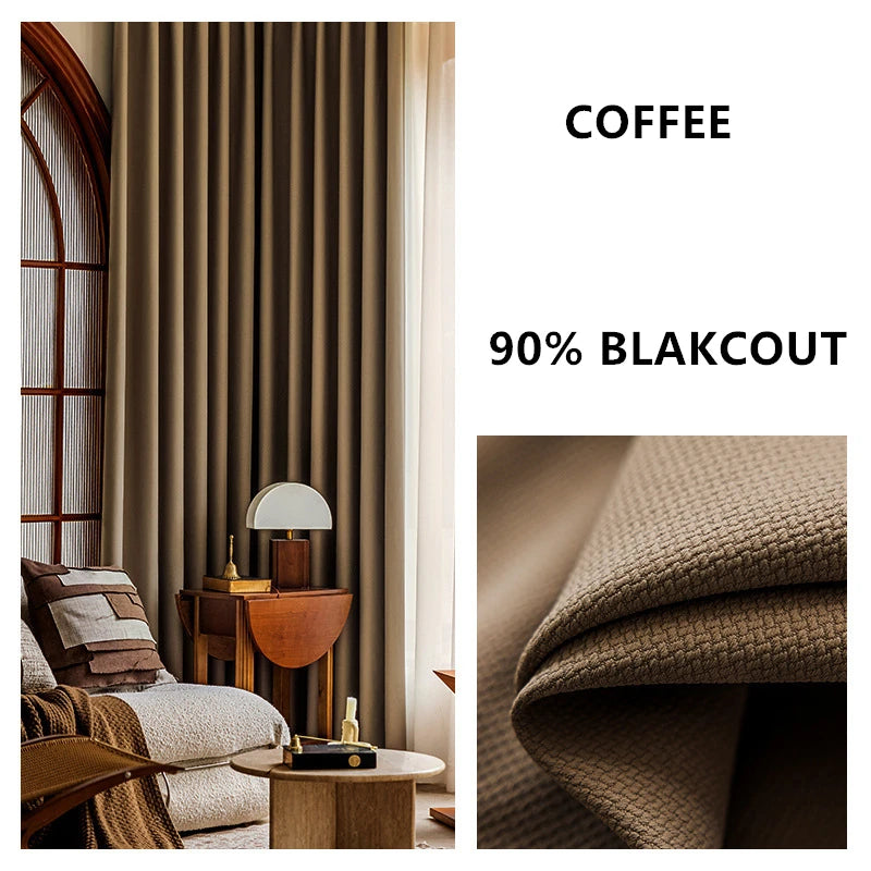 Custom Thickened Blackout Jacquard Curtains for Living Rooms