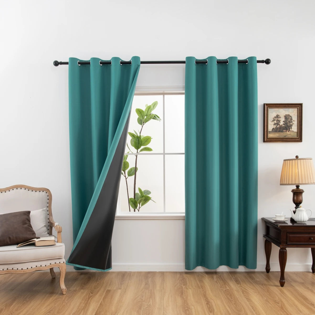 2 Piece Modern Blackout Curtain With Coated Lining