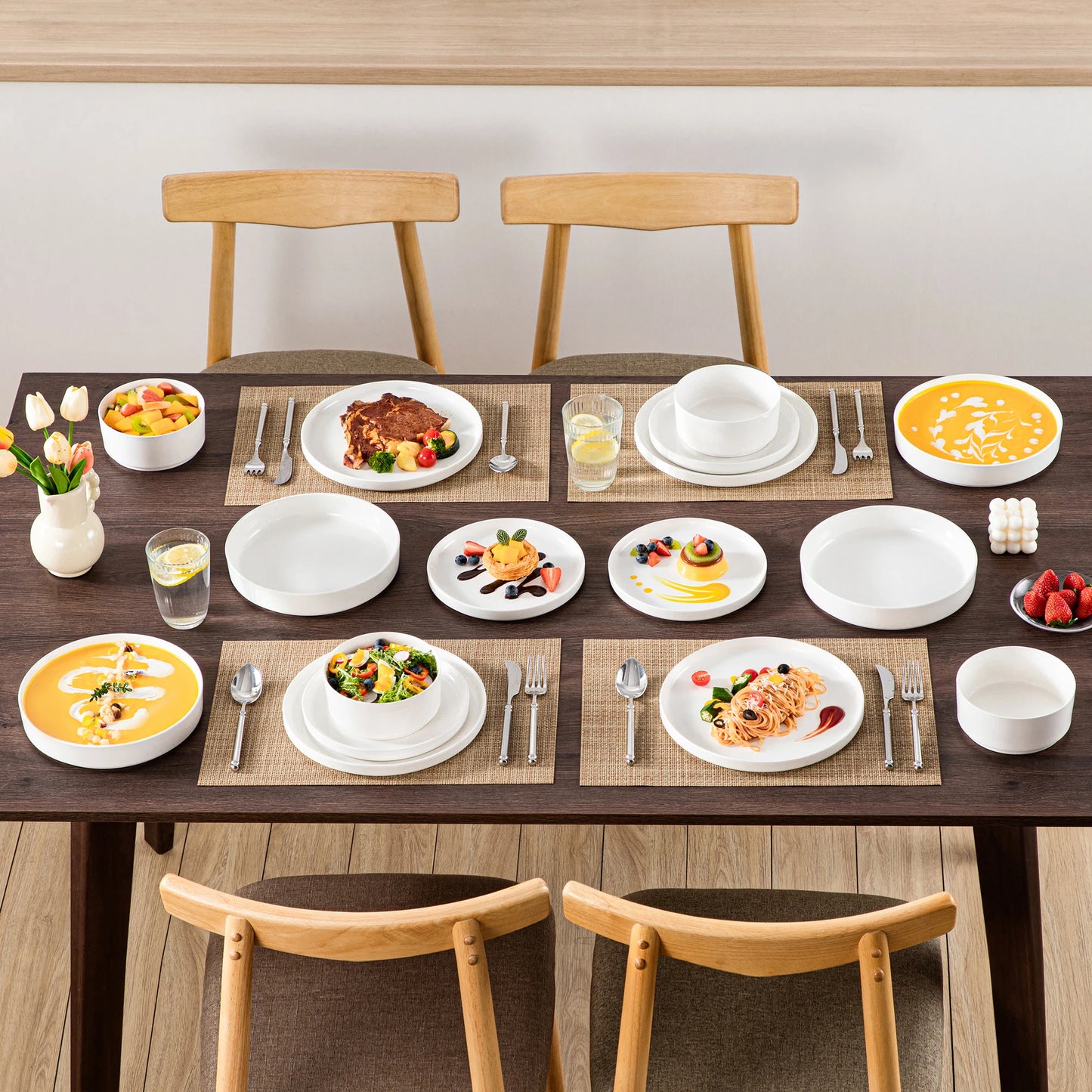 MALACASA Ceramic Dinnerware Set Plates and Bowls