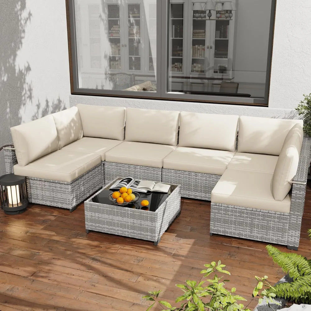 All Weather PE Rattan Modular Sectional Patio Set