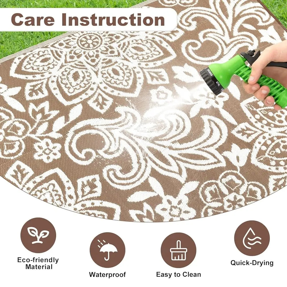 DIXSG Reversible Mandala Outdoor Rug Waterproof