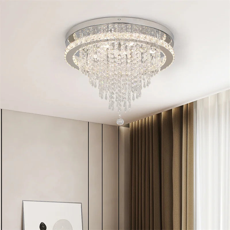 VETRULUS Modern Crystal LED Pendant Chandelier With Remote