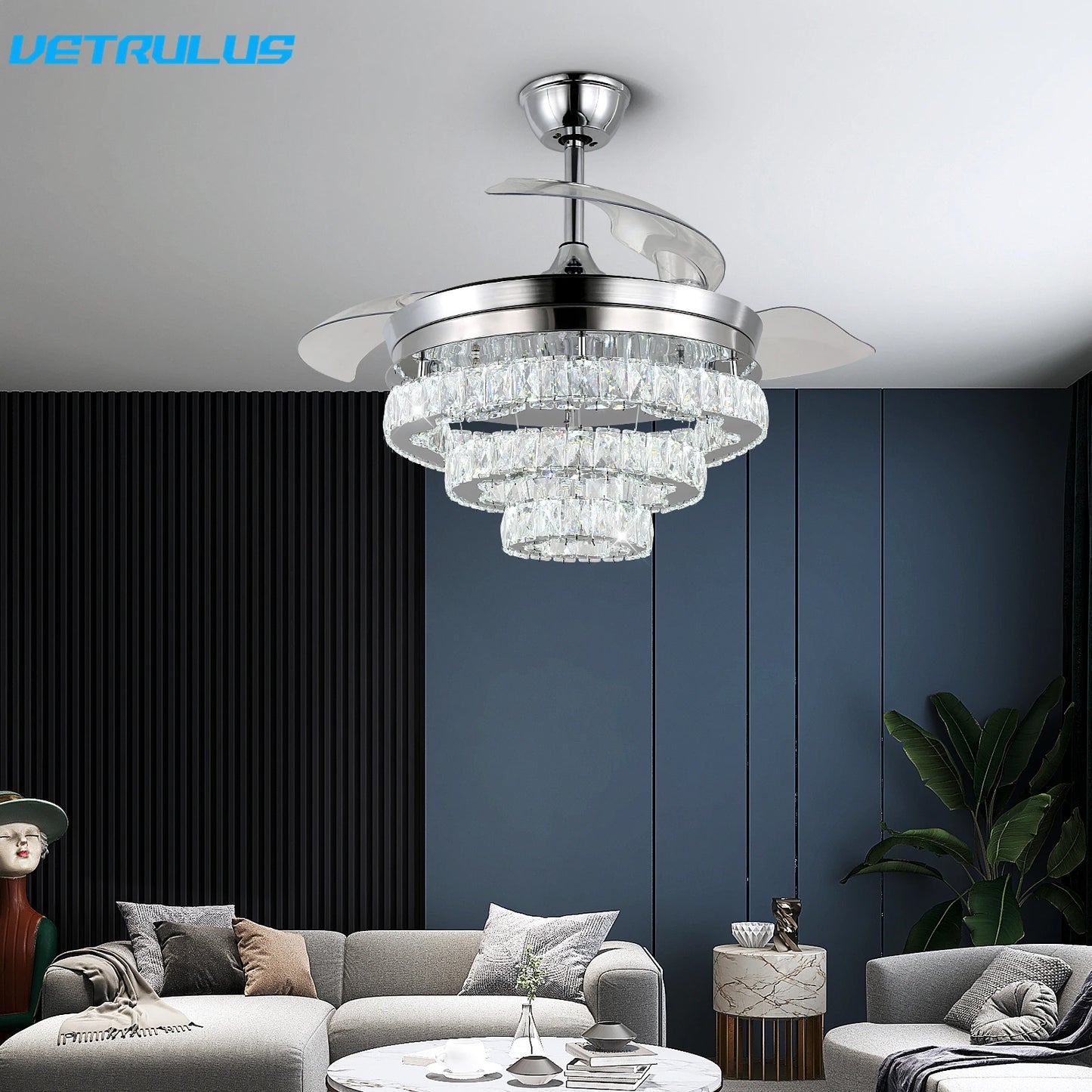 VETRULUS Modern Ceiling Fan With Remote Light