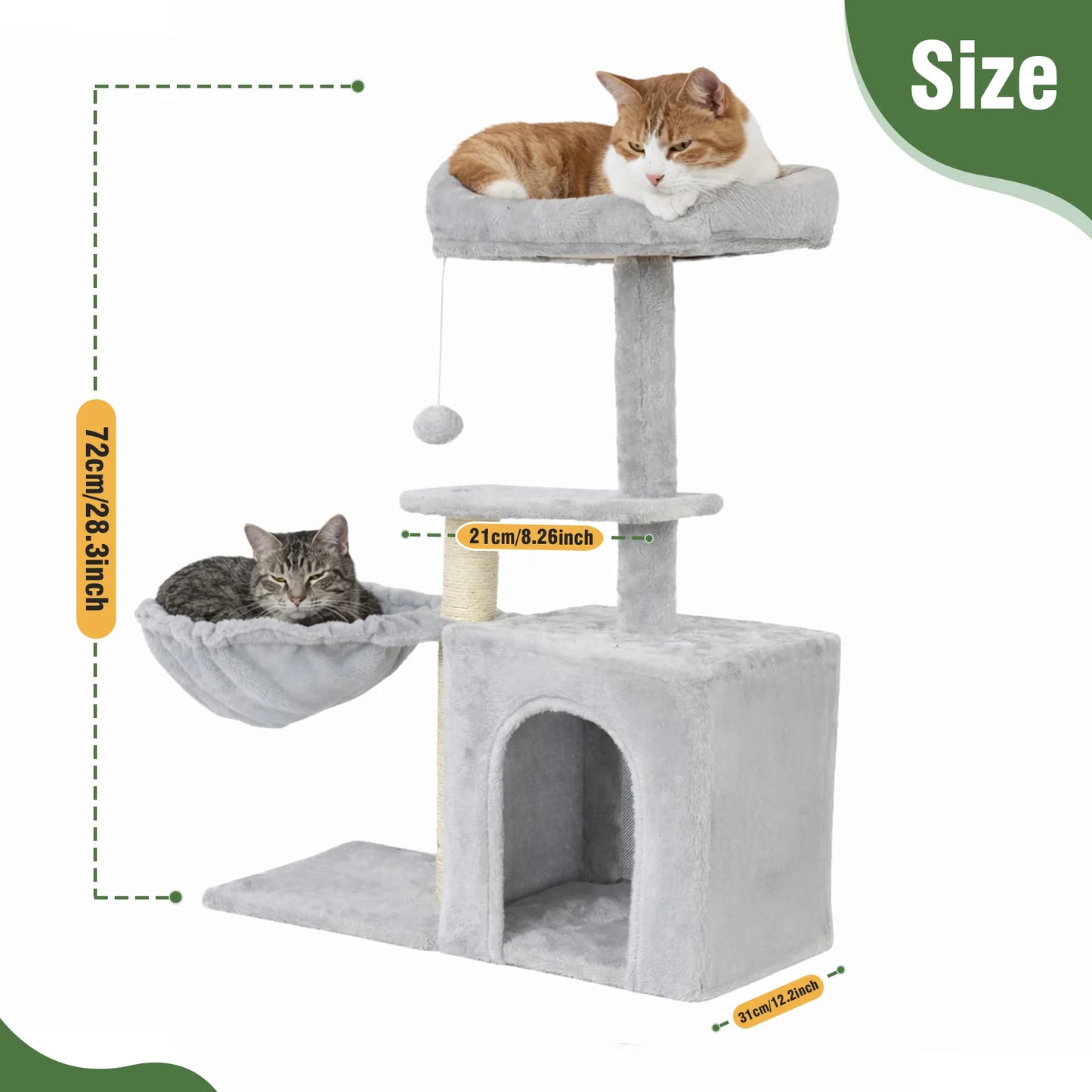 Indoor Cat Tree Tower With Scratching Posts And Condo