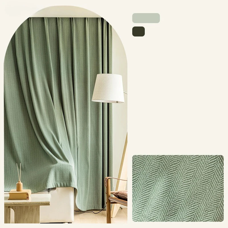Chenille Blackout Curtains With Herringbone Texture