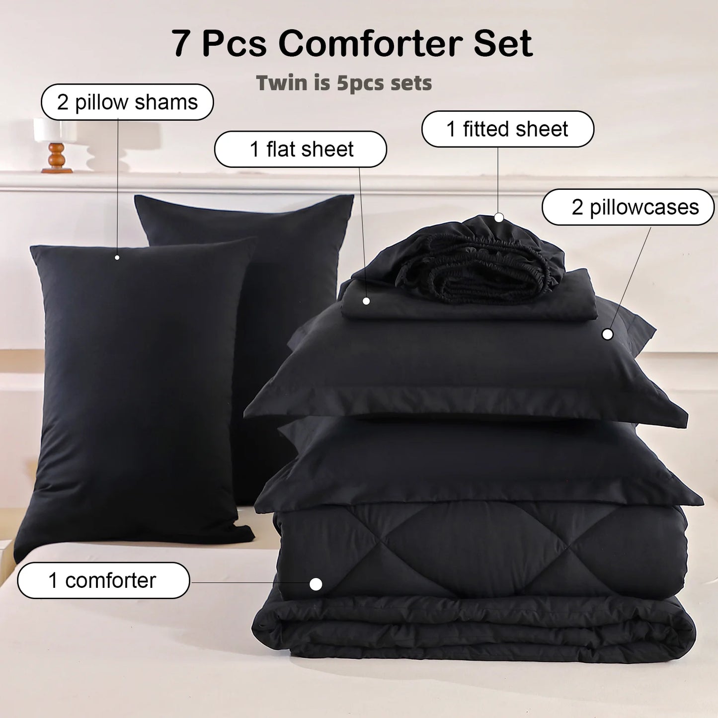 EasYum 7 Piece Bedding Set Quilted Sheets Pillowcases