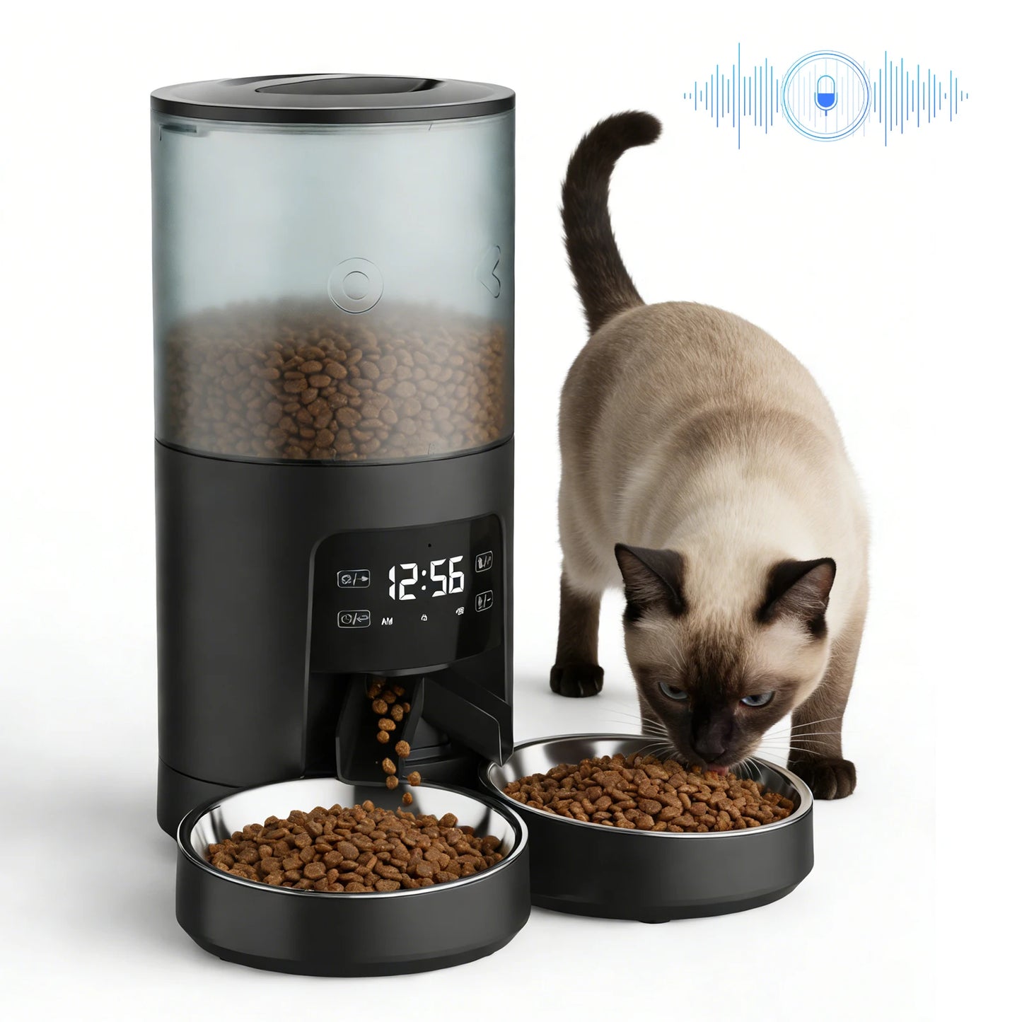 JHK Dual Bowls Automatic Cat Feeder Timed Dispenser