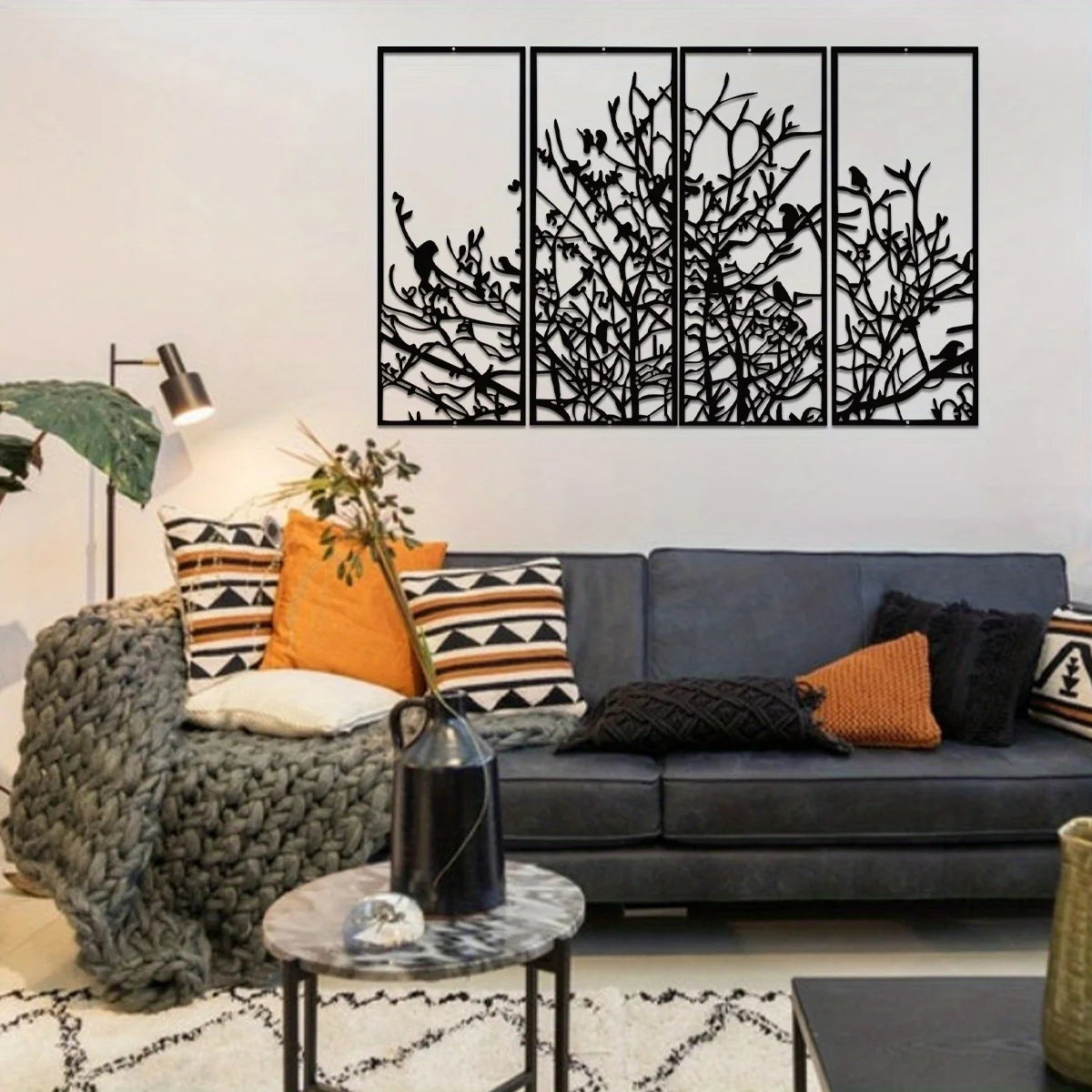 Tree Of Life Four Panel Wall Decor Mid Century