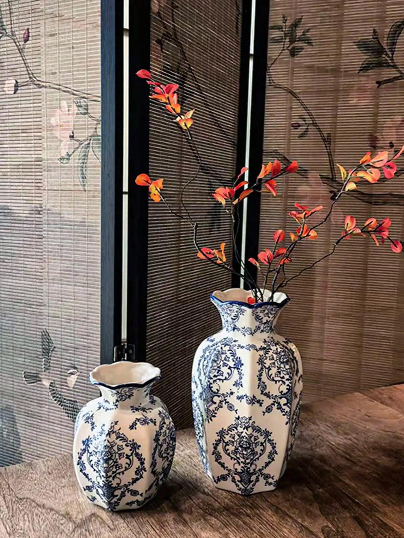 Porcelain Vase Chinese Retro Flower Decor Living Room
