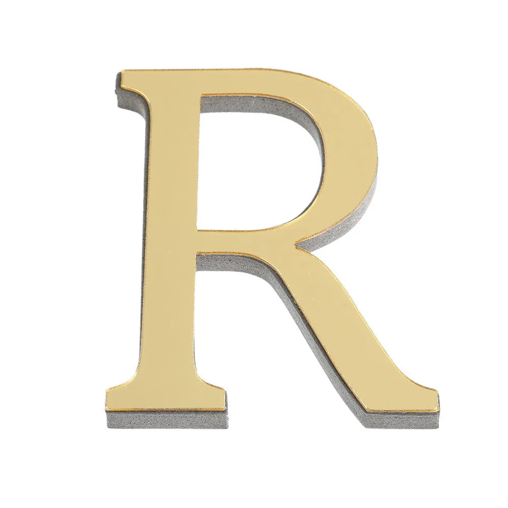 Alphabet 26 Letters 3D Mirror Acrylic Gold Wall Sticker