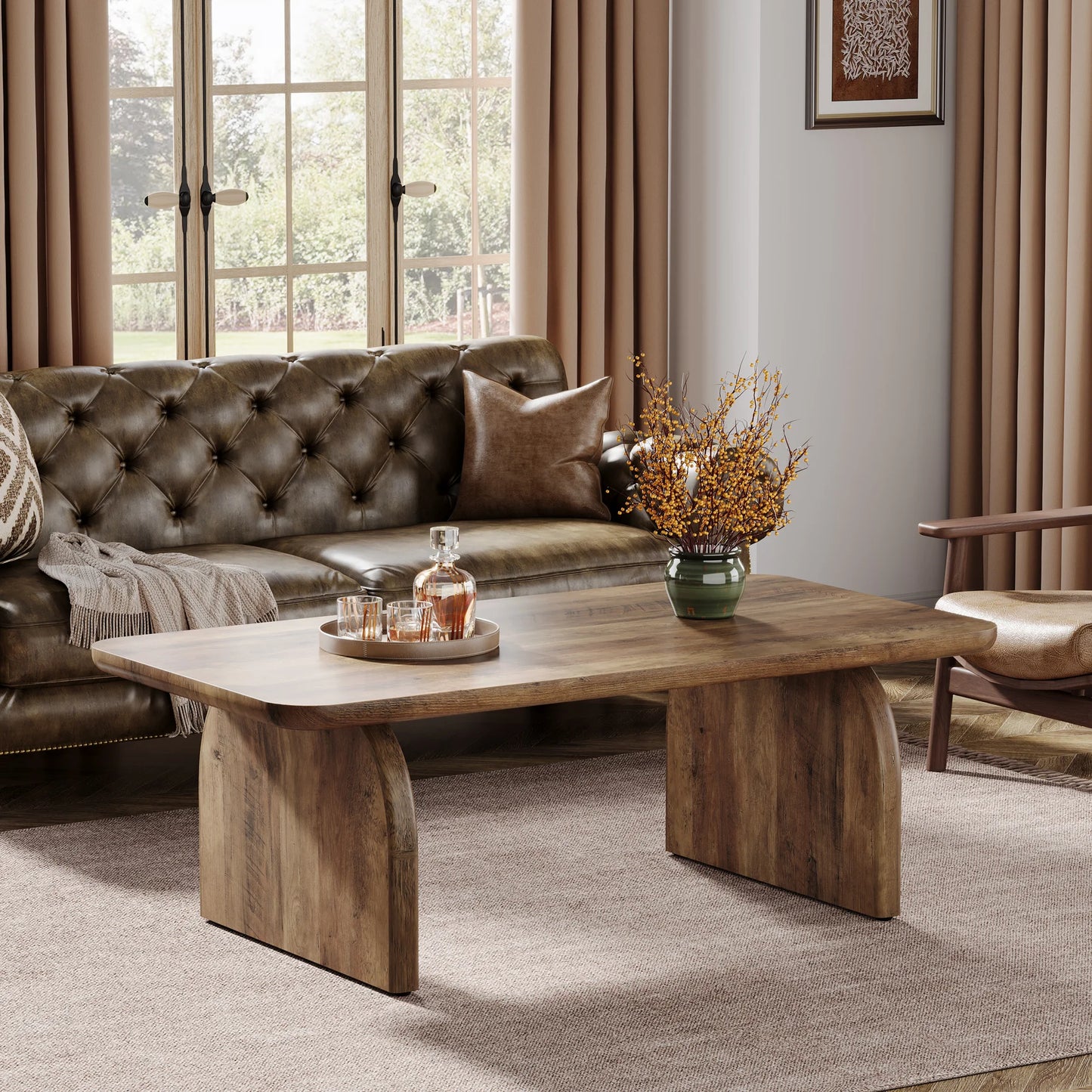 Tribesigns Farmhouse Coffee Table Engineered Wood