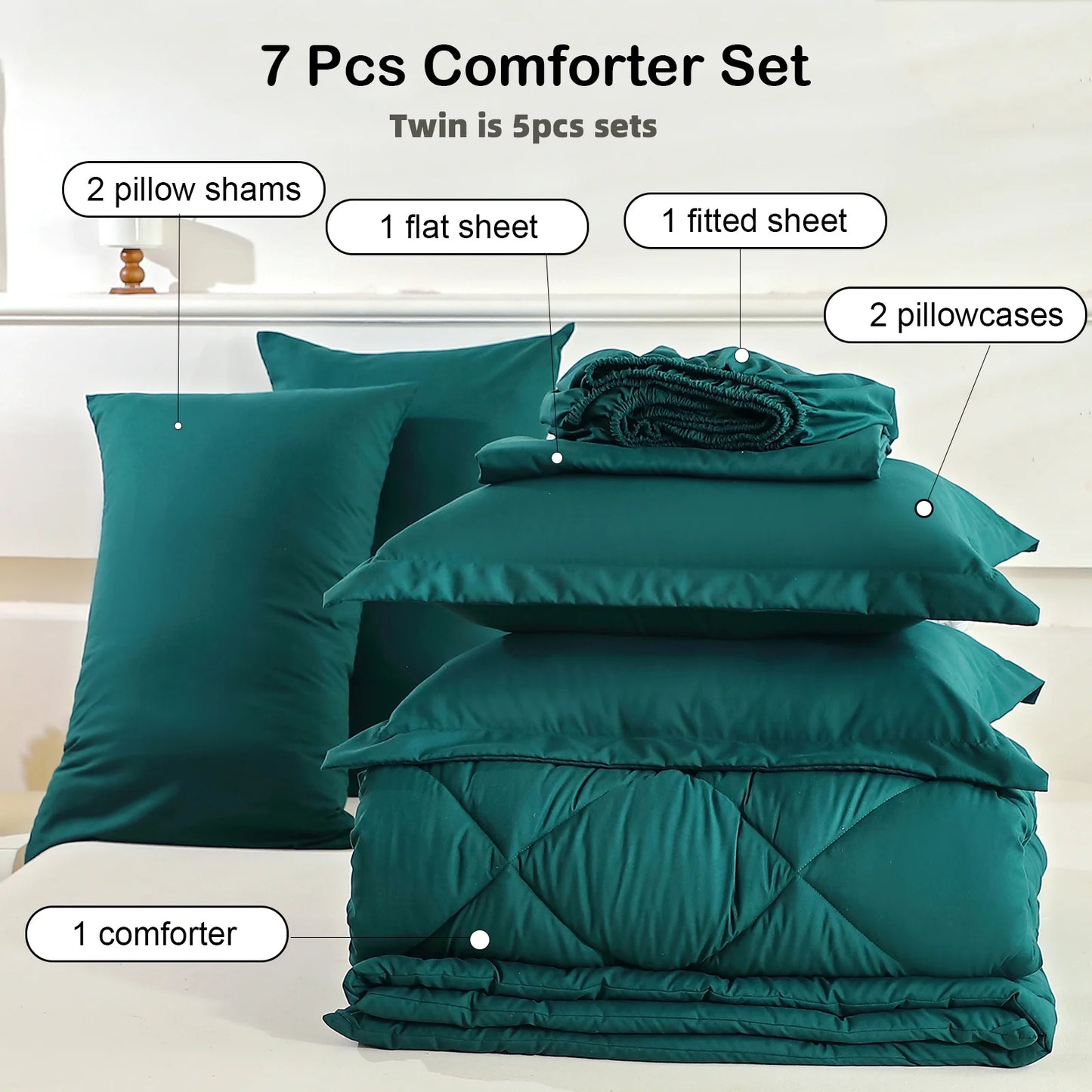 EasYum 7 Piece Bedding Set Quilted Sheets Pillowcases