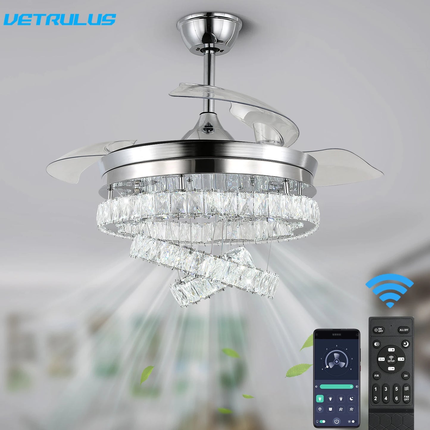 VETRULUS Modern Ceiling Fan With Remote Light
