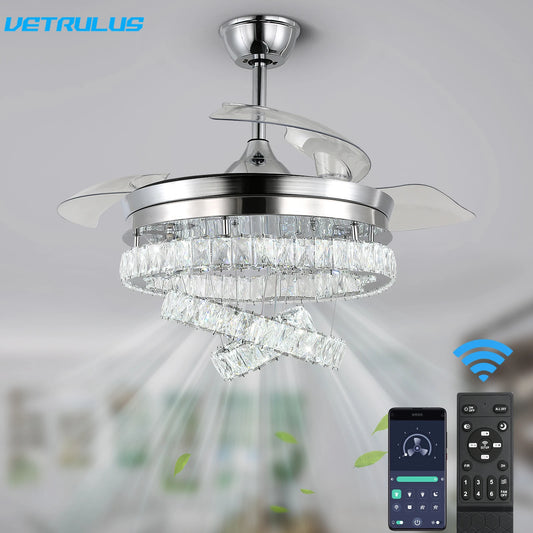VETRULUS Modern Ceiling Fan With Remote Light