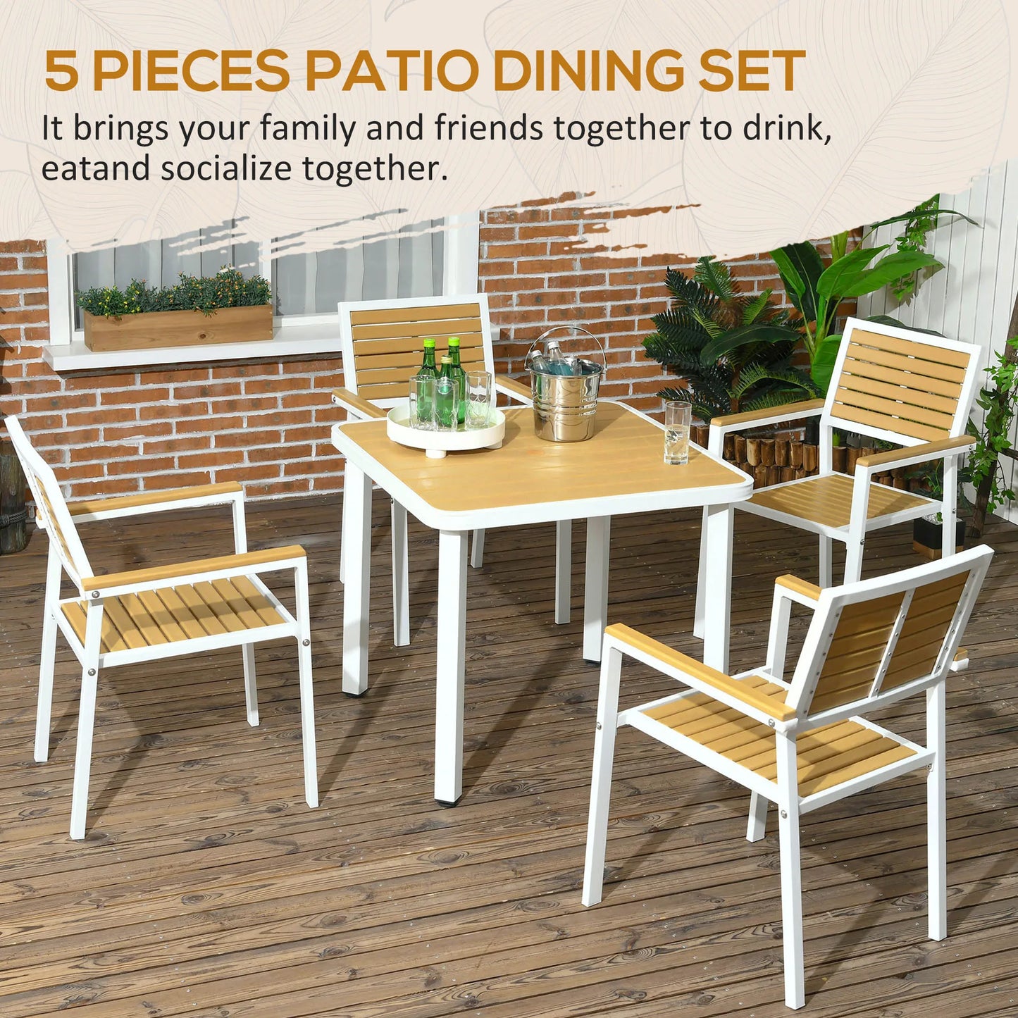 Aluminum Patio Dining Set For Four With Umbrella Hole