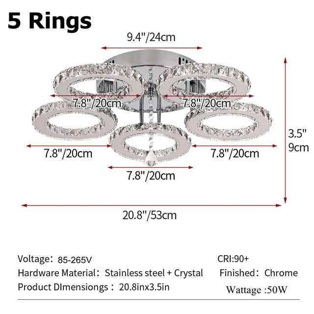 GreeLustr Led Crystal Pendant Light Modern Chandelier