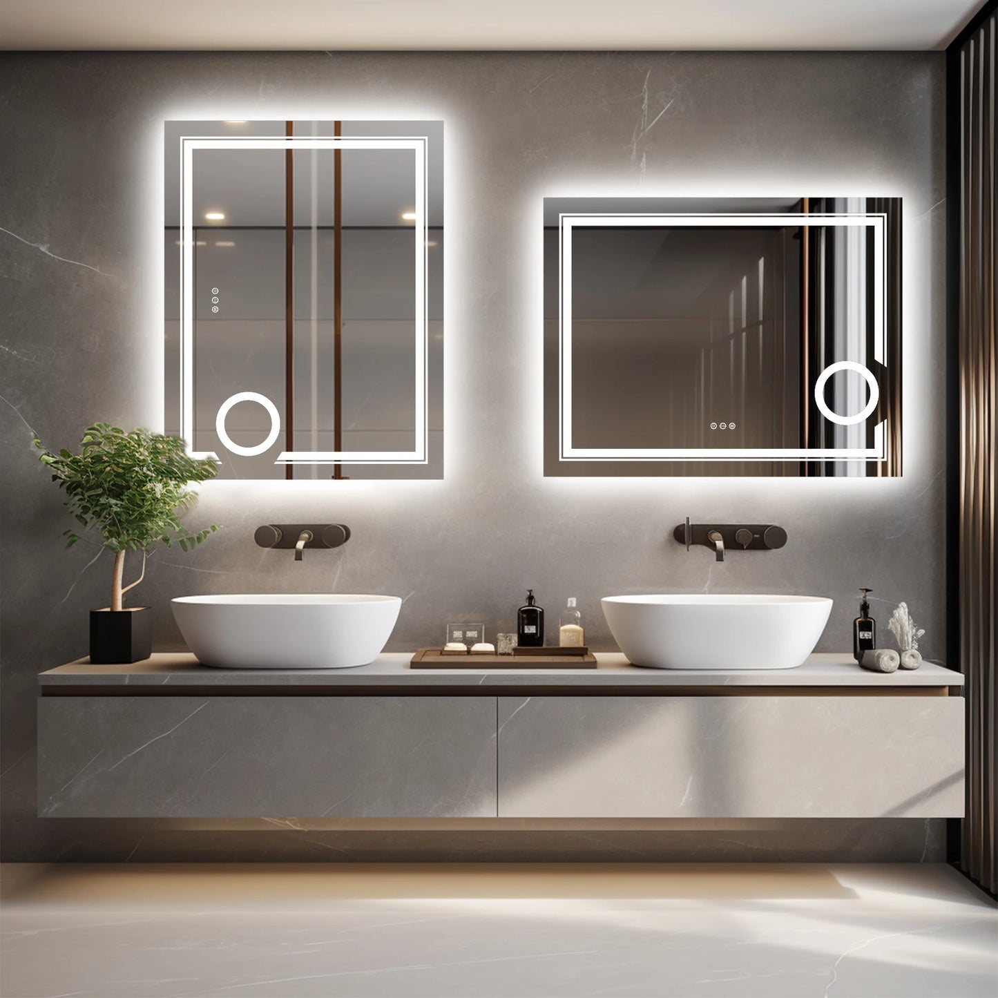LED Lighted Smart Bathroom Mirror 3X Magnifier With Anti-Fog