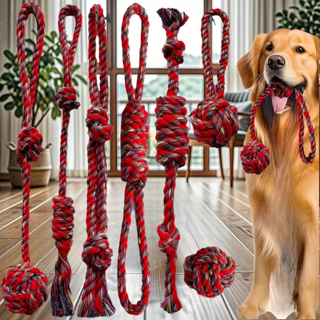 Heavy Duty Dog Rope Toy Set With Braided Knots