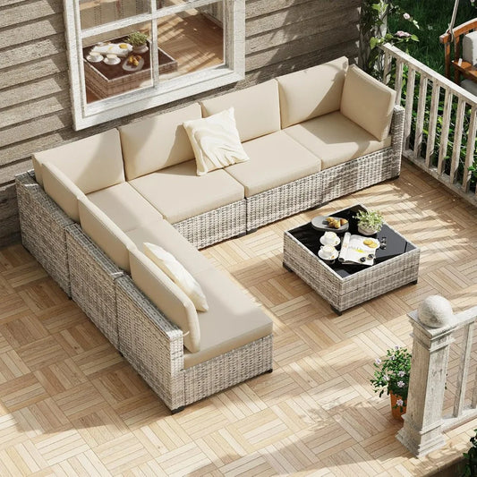 All Weather PE Rattan Modular Sectional Patio Set