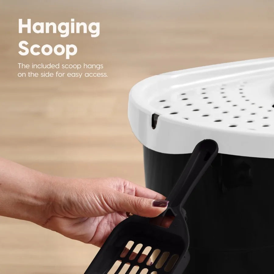Top Entry Cat Litter Box With Litter Catching Lid