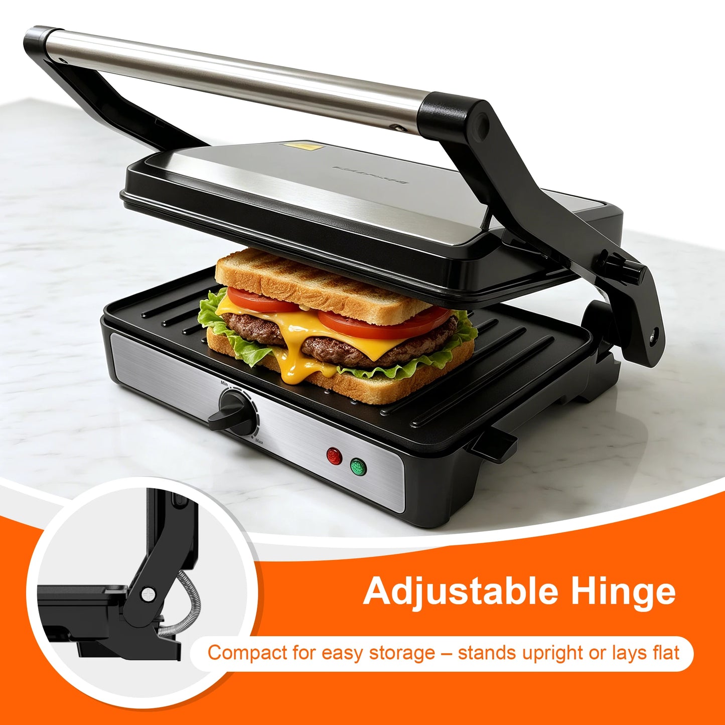 CACHOO 900W Sandwich Maker Indoor Grill Panini Press