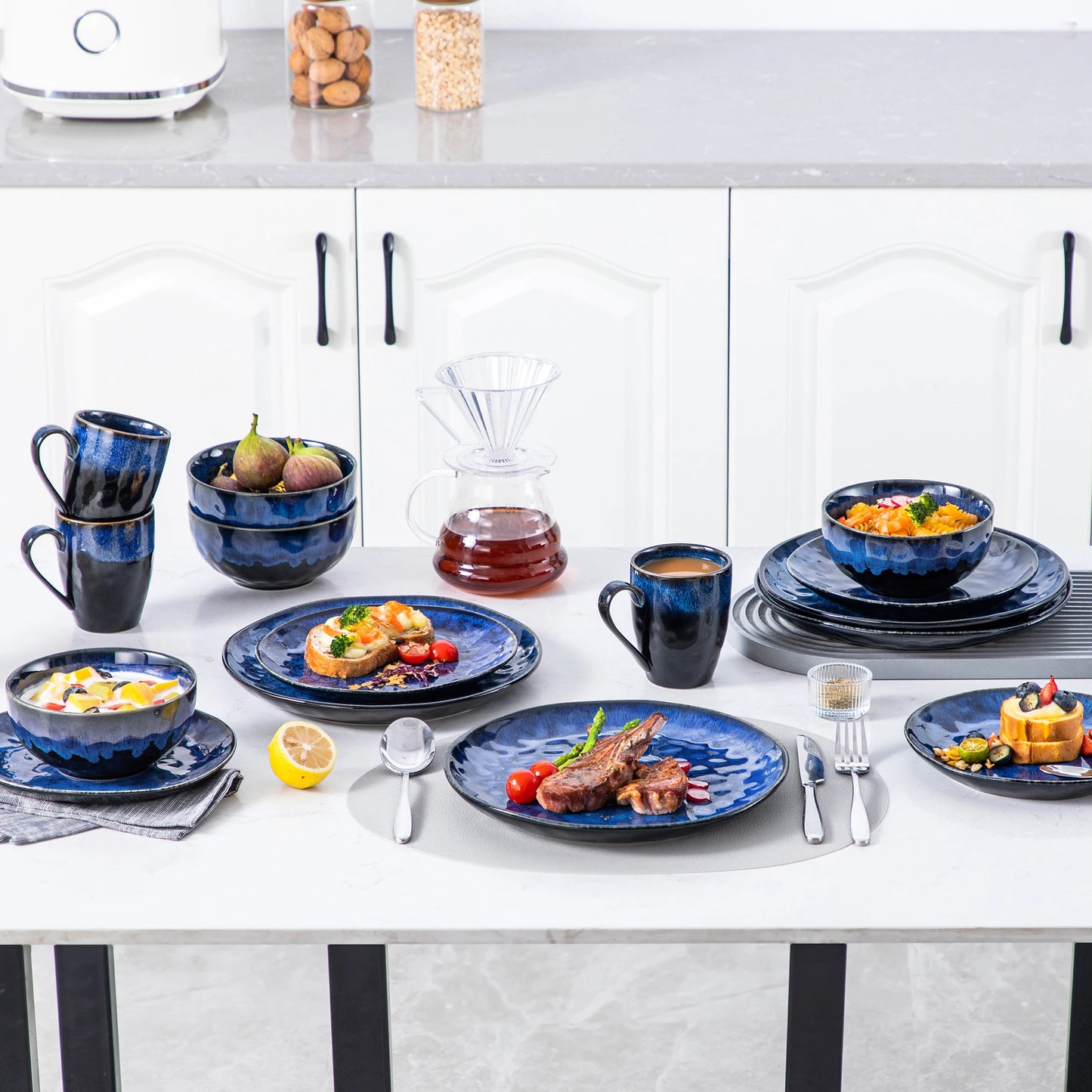 Malacasa Starry Blue Ceramic Dinnerware Set