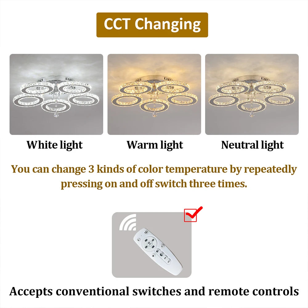 Vetrulus Crystal Led Ceiling Chandelier Light For Dining