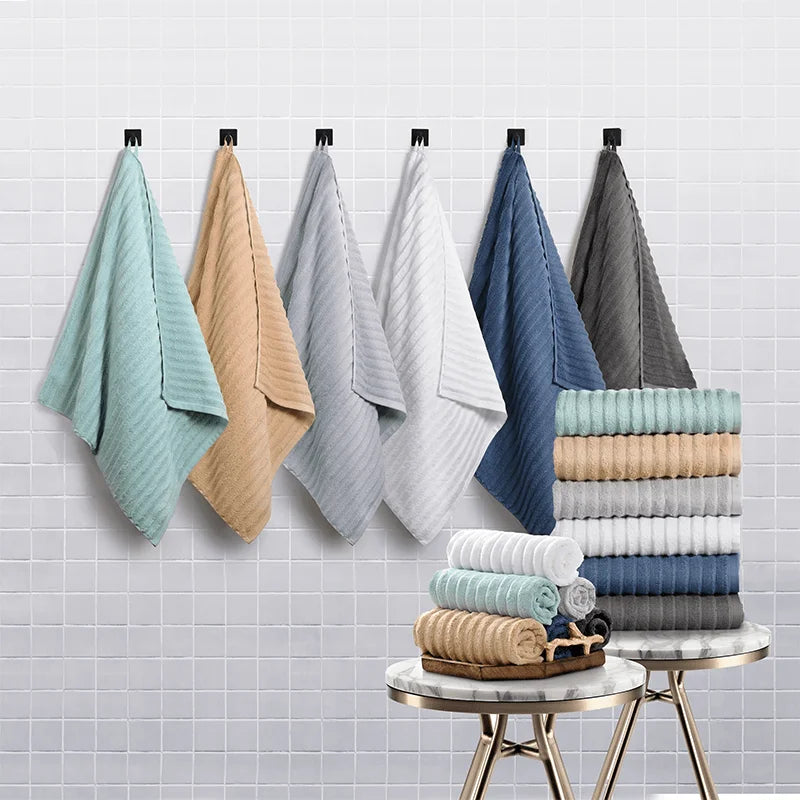 Egyptian Cotton Bath Towel Set Four Pack Ribbed Ultra Soft