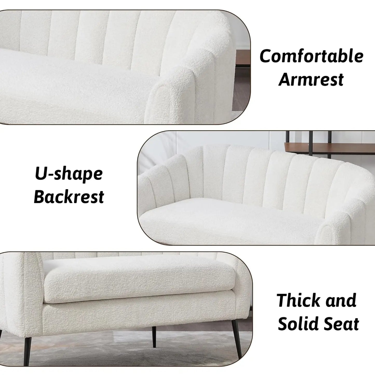 Chenille Loveseat With Metal Legs Modern Glam