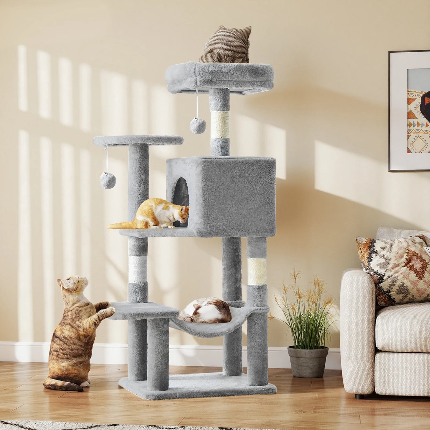 JHK Cat Tree Multi-Cat Climbing Tower With Scratching Posts