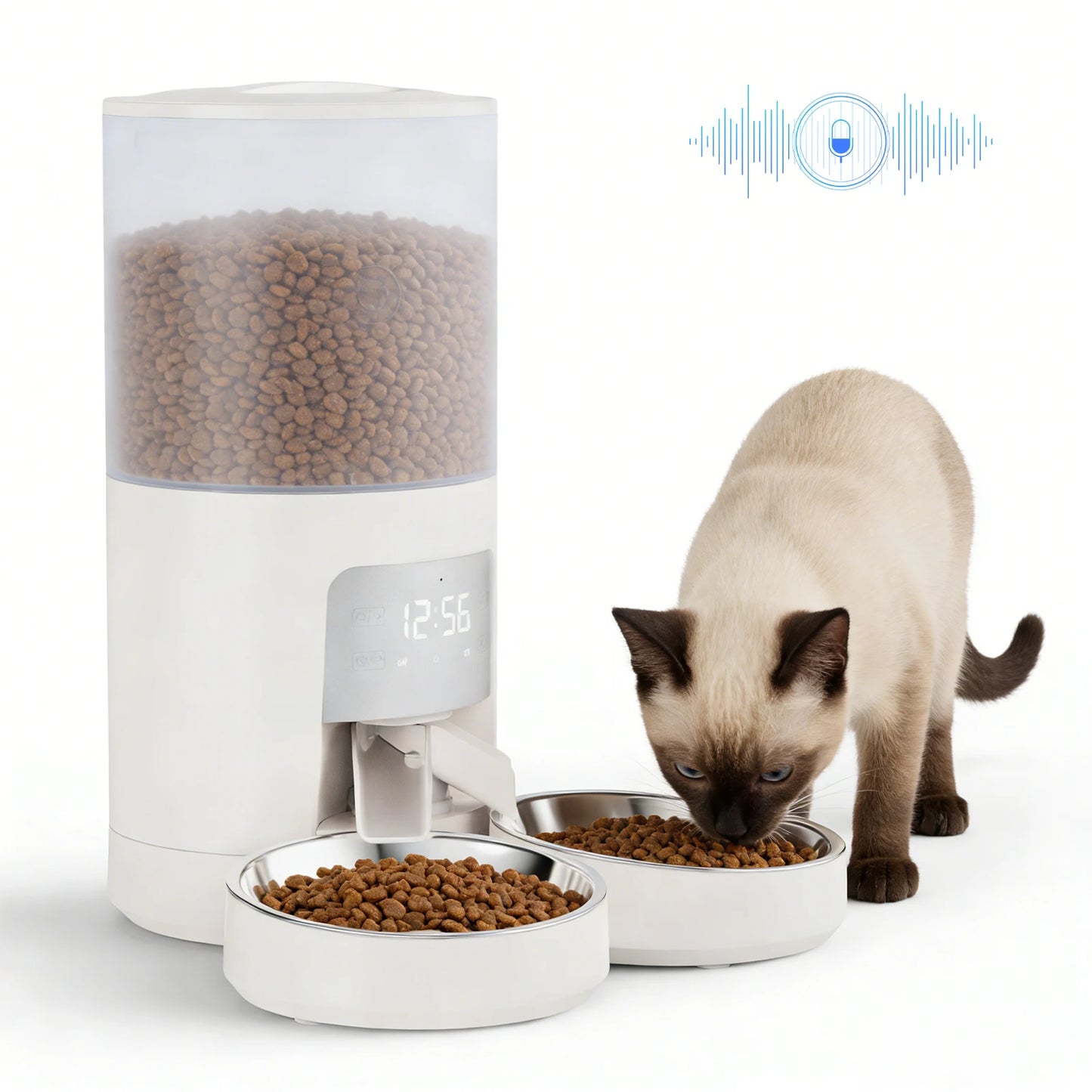 JHK Dual Bowls Automatic Cat Feeder Timed Dispenser