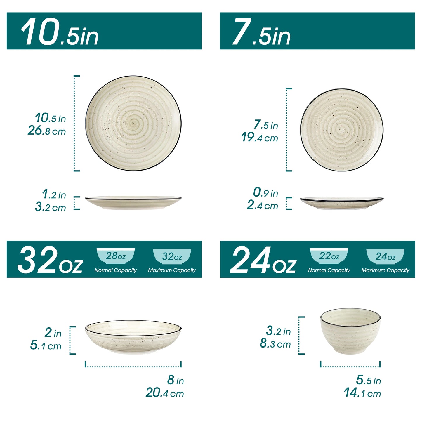 Malacasa Ceramic Dinnerware Set Includes Plates Bowls