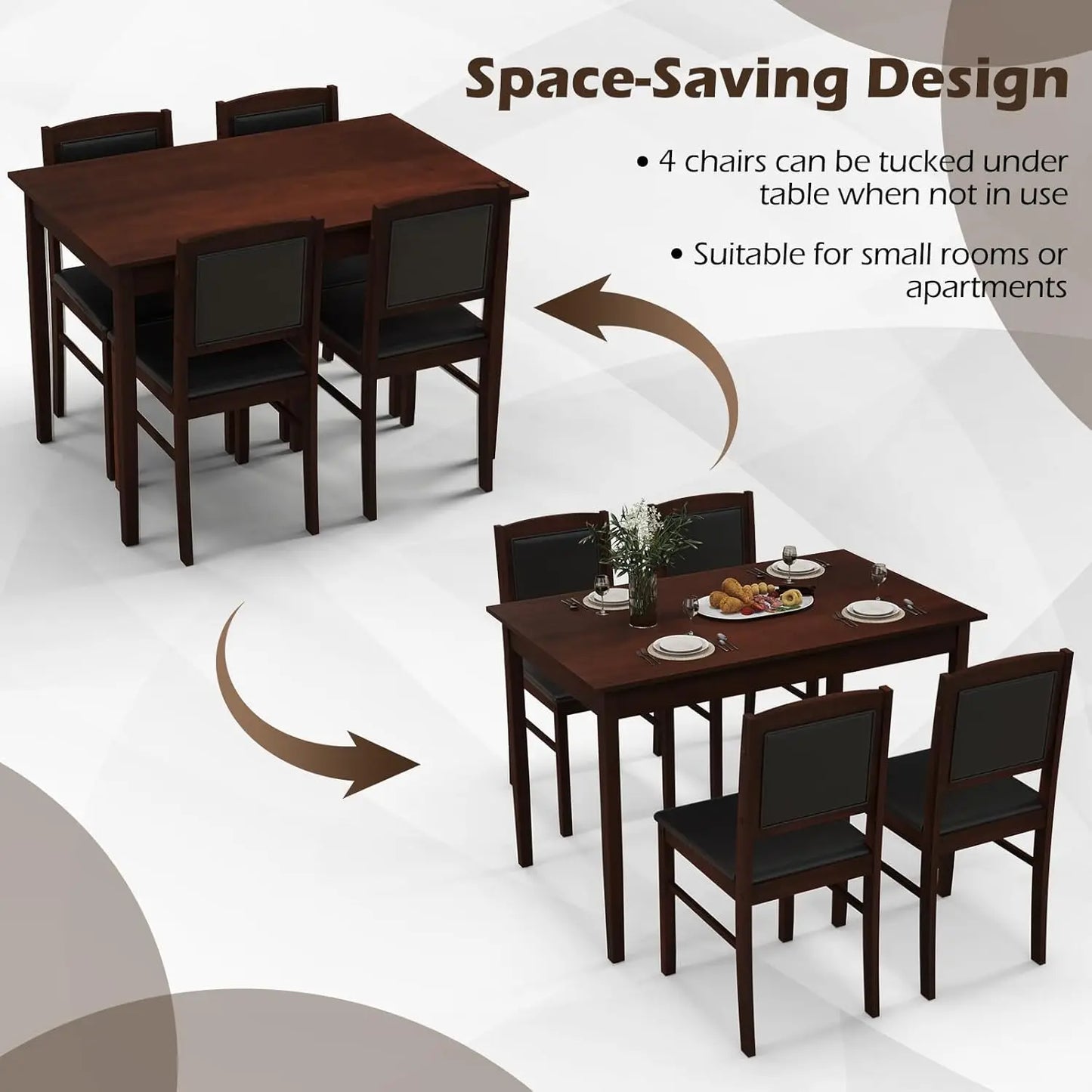 Farmhouse Solid Wood Dining Table Set For Four